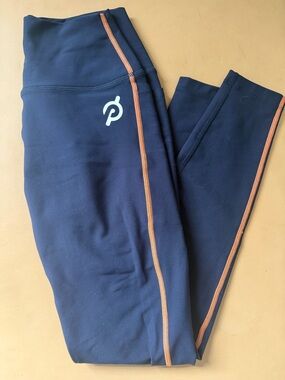 Peloton Navy Leggings with Orange Trim